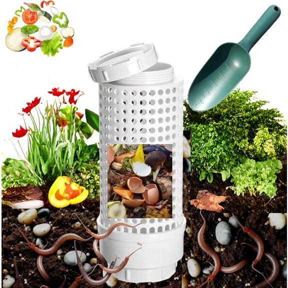 Compost Bin Outdoor, Worm Bin, Recycling Kitchen Food Waste Outdoor Compost Bin, Worm Composting Bin, Worm Composter, Composter Tumbler Outdoor with A Shovel (1 Pcs, Medium)