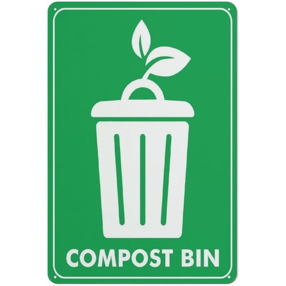 Compost Bin Reflective Aluminum Sign - 8"x12", Rust Free, Weather Resistant, Waterproof, Easy To Mount - Home, Office, Park, Community Garden