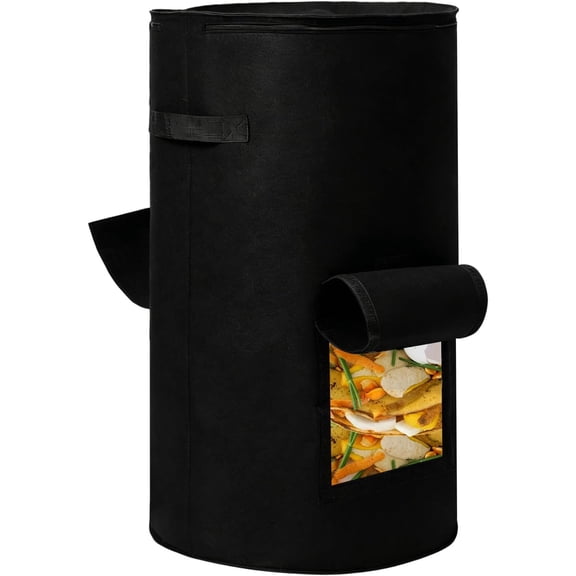 Compost Bins Outdoor, 34 Gallon Home Compost Bucket with Handles, Heavy Duty