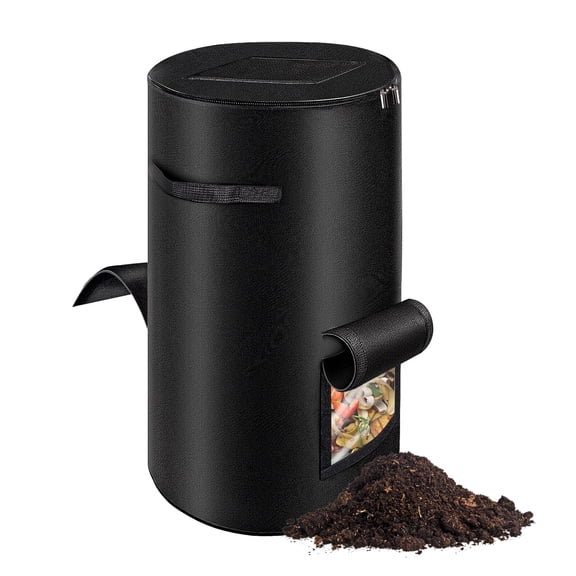 Compost Bins Outdoor with Observation Windows, 34 Gallon Reusable Home Compost Bucket for Outside Garden, Backyard, Heavy Duty Nonwoven Fabric Yard Waste Bag