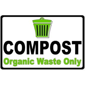 Compost Organic Waste Only Metal Tin Sign for Outdoor and Indoor Use 12 x 8 Inch