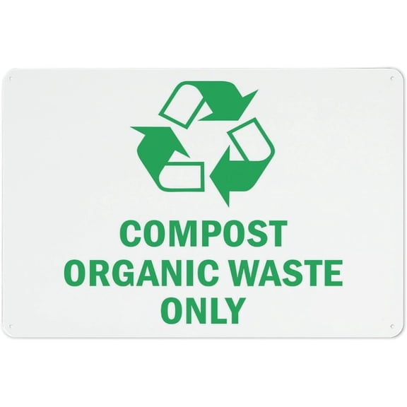 Compost Organic Waste Only Warning Security Outdoor Sign - 8"x12", Reflective, Weatherproof - Home Garden, Farm, Community Compost, Restaurant