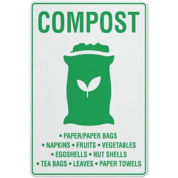 Compost Paper Paper Bags Sign Safe Sign, Signs Outdoor, 8"x12", Sign For Home, Business, Driveway Alert