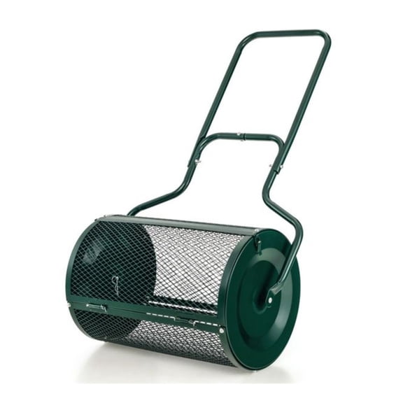 Compost Spreader 24-Inch Metal Mesh Lawn Spreader - 2.7 Cu.ft Capacity - Heavy Duty Rustproof Spreader for Peat Moss, Topsoil & Sand - Green