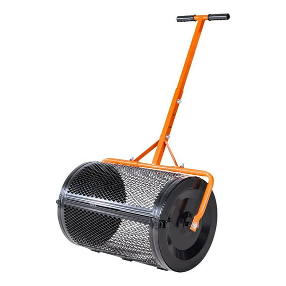 Compost Spreader 24 Inch - Peat Moss Spreader with Adjustable Handle, Heavy Duty Steel Garden Seed Spreader for Lawn Care - Fertilizer & Seed Distribution