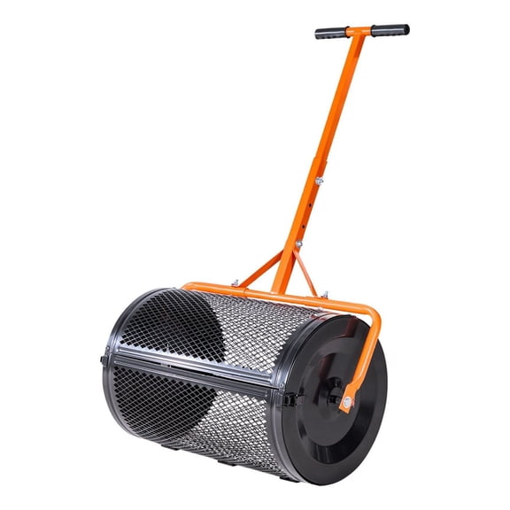 Compost Spreader 24 Inch - Peat Moss Spreader with Adjustable Handle, Heavy Duty Steel Garden Seed Spreader for Lawn, Garden & Farm - Fertilizer Roller