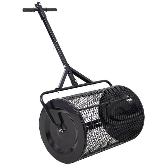 Compost Spreader 36 Inch Peat Moss Spreader with Installation Support Accessories, Metal Mesh Roller Lawn Spreader for Top Soil, Manure, Mulch, Top Dressing - Garden spreaders for lawns