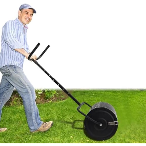 Compost Spreader, Peat Moss Spreader with Adjustable U Shaped Handle Fertilizer Spreader Lawn Roller for Top Soil, Mulch, Sand$$Garden & Patio