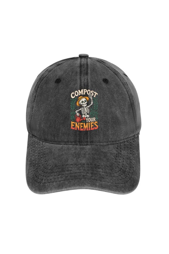 Compost Your Enemies Charcoal Baseball Cap for Men Women, Adjustable Snapback Hats Cotton Hat