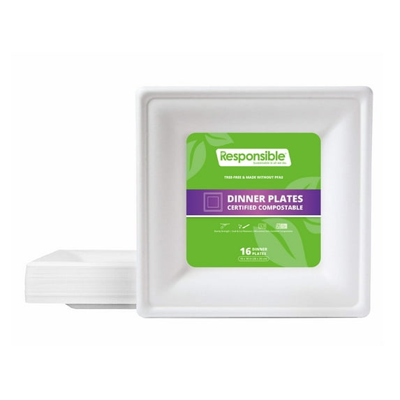 Compostable 10 Inch Square Plates (Value Pack)