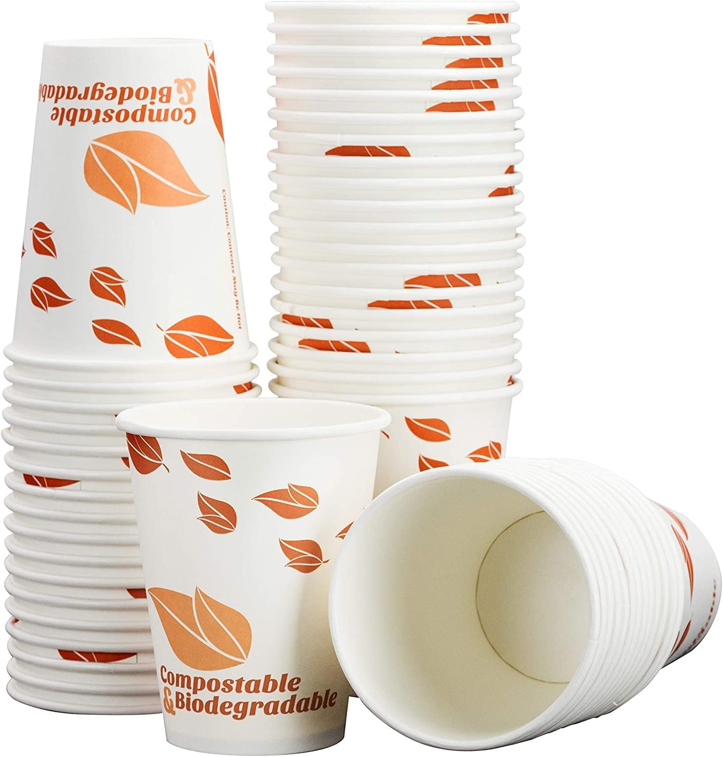 Compostable 12 Oz Paper Coffee Cups, 100 Pack By . Medium Sized, PLA ...