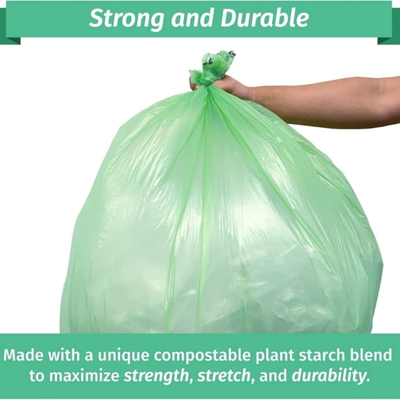 Compostable 16-25 Gallon Trash Bags | 100 Count Bulk | Green | Eco-Friendly | For Compost