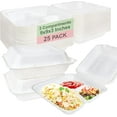 thumbnail image 1 of Compostable 3 Compartment Square Hinged Clamshell Take Out Food Containers 9x9x3 - Heavy Duty Quality Disposable to go Containers, Eco-Friendly , Bagasse Fiber Containers with Lids (50), 1 of 8