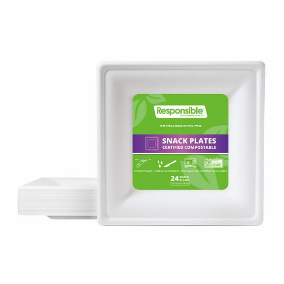 Compostable 6 Inch Square Plates Value Pack