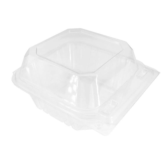 Compostable 6 x 6 Inch Clear hinged containers