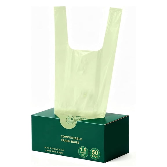 Compostable Bags Handle Tie, Tear Resistant Kitchen Food Scrap Waste Bag