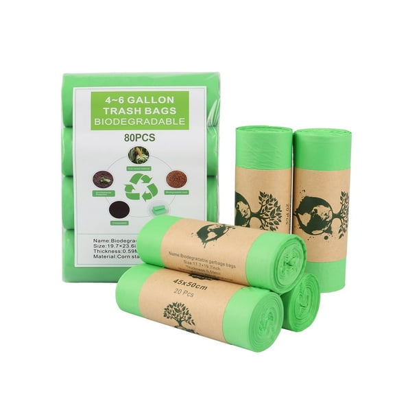 Compostable Bags for Kitchen Compost Bin, 80 Count, Heavy Duty Tall Kitchen Food Scrap Waste Bags, Leakproof and Odor Control