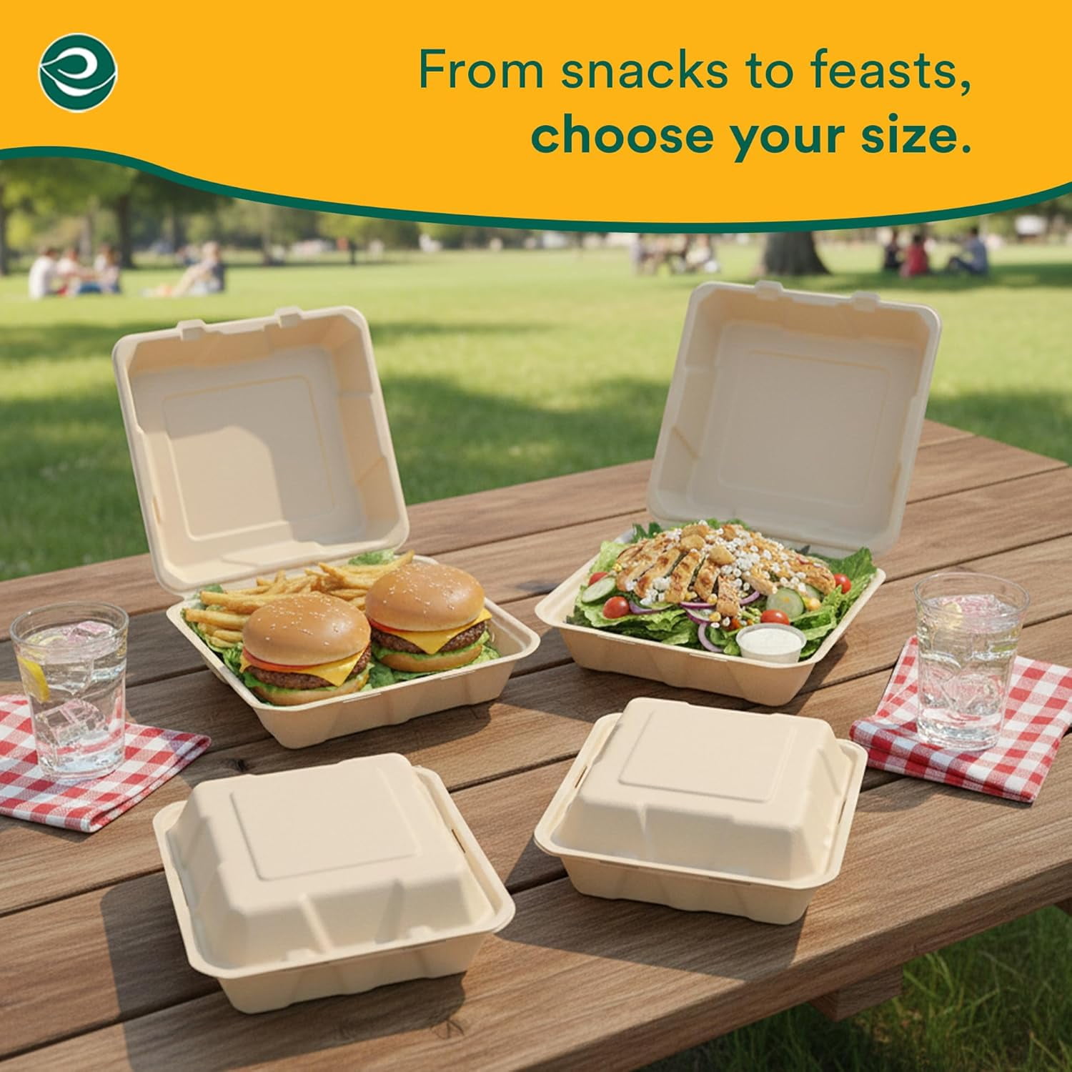 Compostable Clamshell Take Out Food Containers [6X6 200-Pack] - Walmart.com