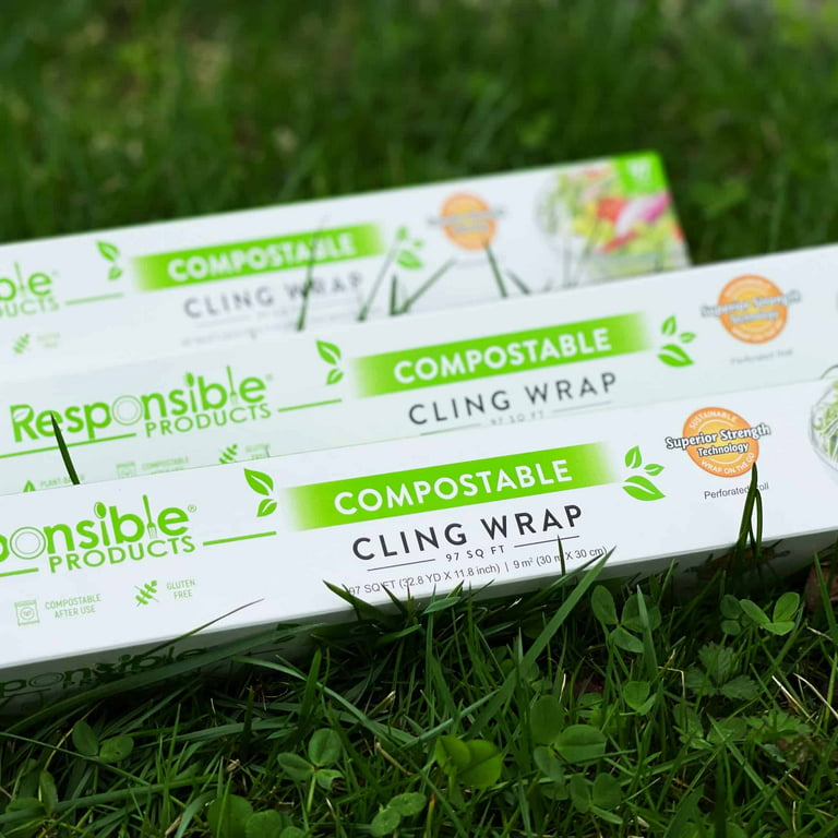 Responsible Products Certified Compostable Cling Wrap for Food, Zero Waste, Non-Toxic