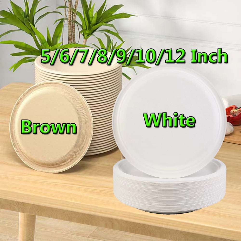 Compostable Disposable Paper Plates Made of 100 Bagasse Natural
