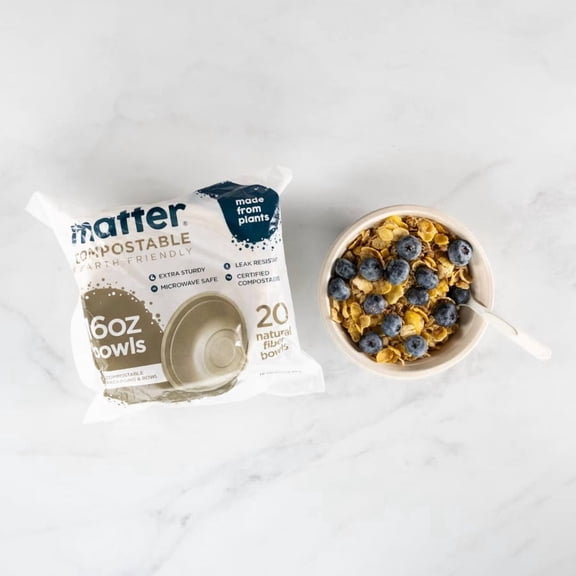 Compostable Fiber Disposable Bowls - Natural - 16oz/20ct