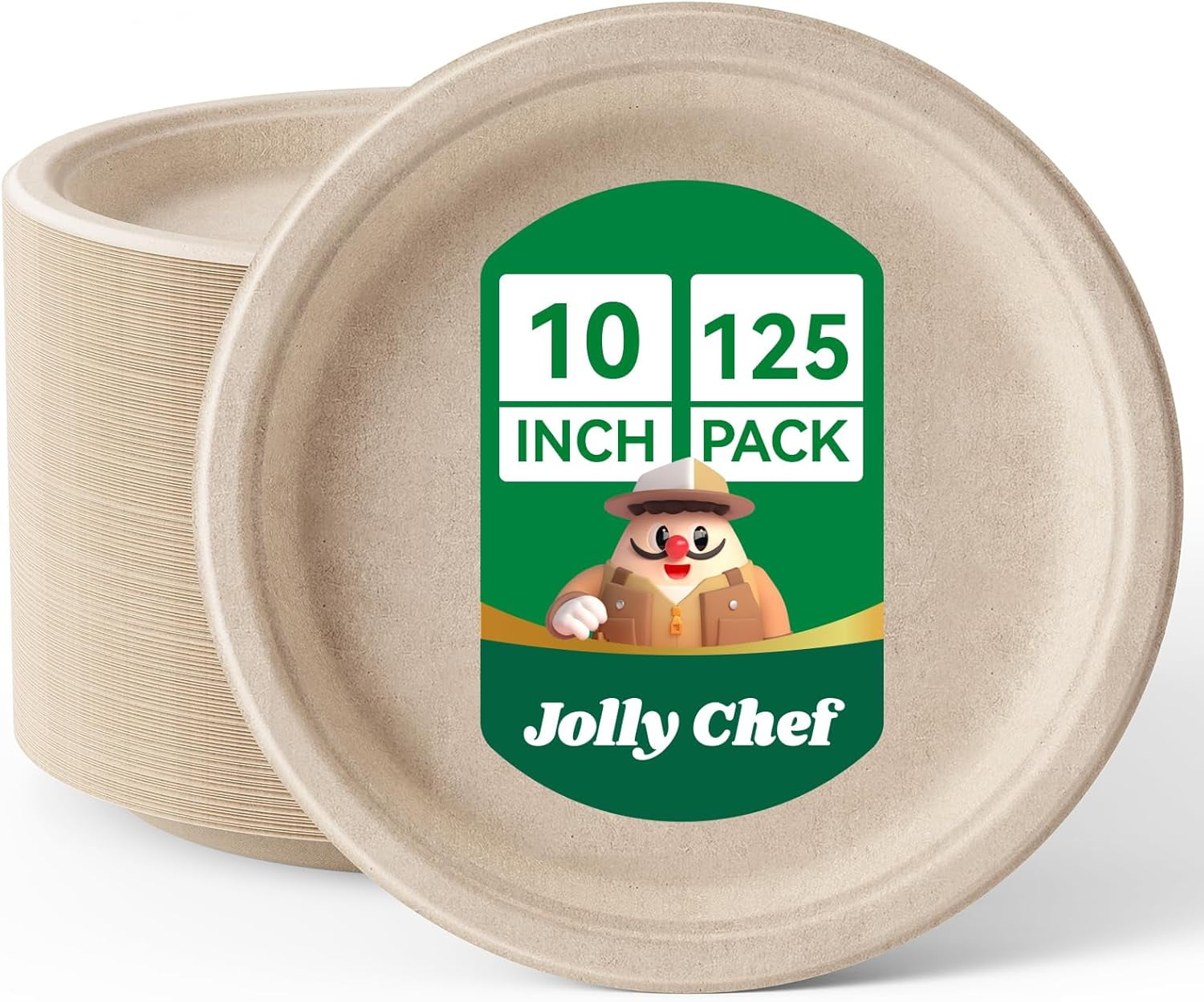 Compostable Heavy Duty Plates 𝟭𝟬 𝗜𝗻𝗰𝗵 [𝟭𝟮𝟱 𝗣𝗮𝗰𝗸] Eco-Friendly ...