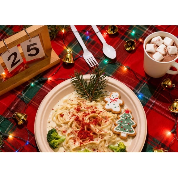 Compostable Heavy Duty Plates   [ ] Eco-Friendly Disposable Paper Plates Made of Bagasse Biodegradable Bulk for Party Dinner Sugarcane Thanksgiving Day (Natural)