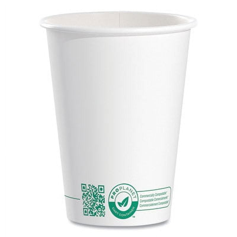 Compostable Paper Hot Cups, ProPlanet Seal, 20 oz, White/Green, 600/Carton