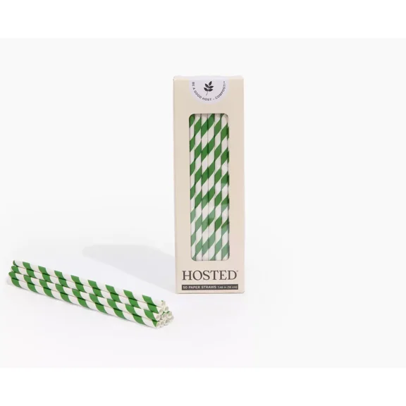 Compostable Printed Paper Straws - 50ct