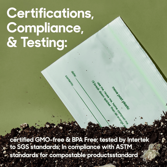 Compostable Resealable Snack Bags (6"x 3.5"), Microwave & Freezer Safe, Organic Food Storage Container, 100 Count (Pack of 2)