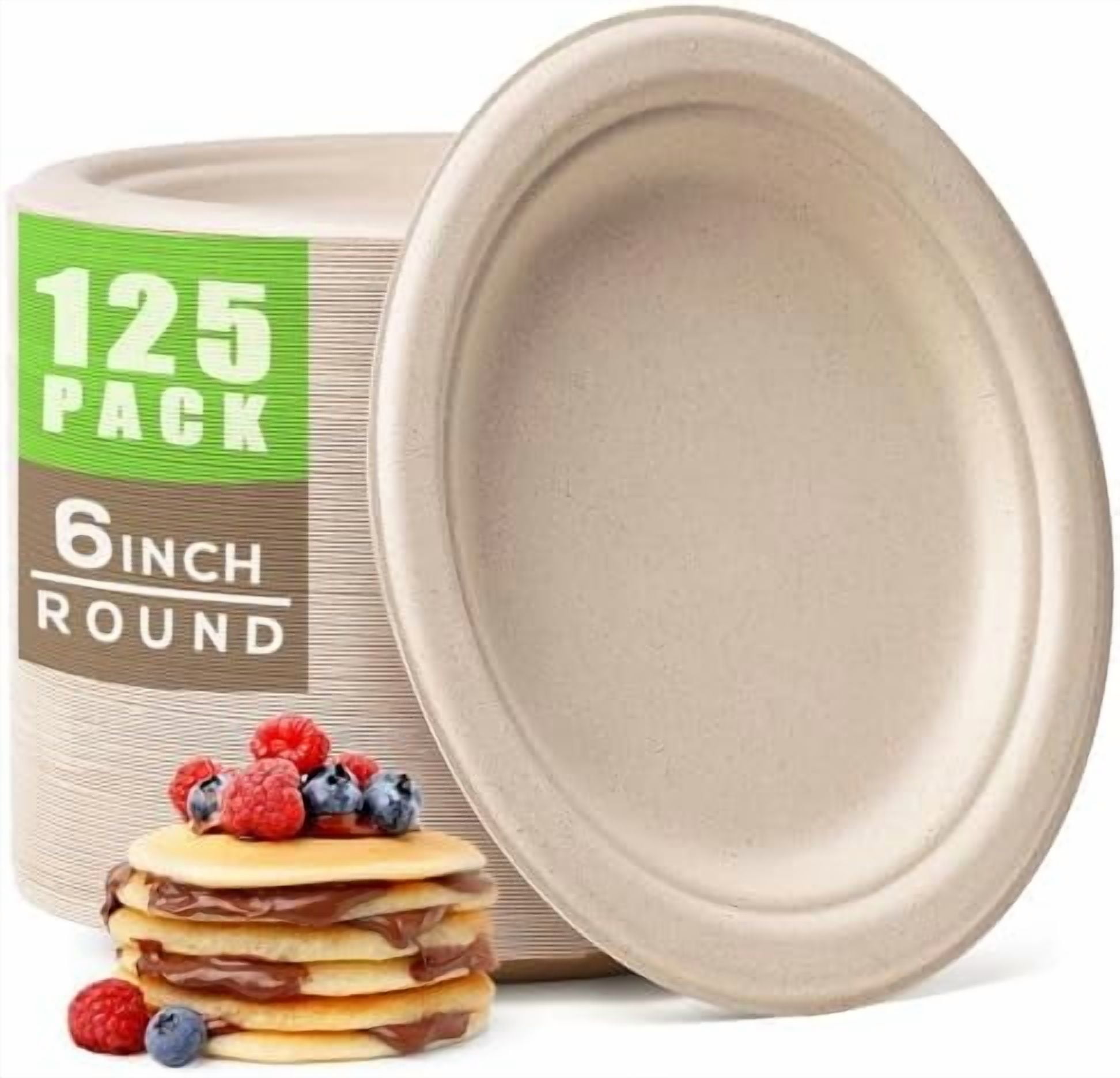 Compostable Small Paper Plates 6 Inch 125 Pack Dessert Plates ...