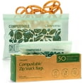 thumbnail image 1 of Compostable* Snack Size Food Storage Bags (50 Eco Zip) Freezer and Leak Proof, Also Available Gallon, Quart and Sandwich Size Bags, 1 of 5