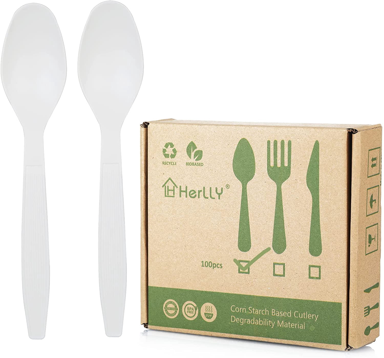 Compostable Spoon,100 Biodegradable Silverware for Party,Large ...