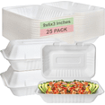thumbnail image 1 of Compostable Square Hinged Clamshell Take Out Food Containers 9x6x3 - Heavy Duty Quality Disposable to go Containers, Single Compartment Eco-Friendly , Bagasse Fiber Containers with Lids (200), 1 of 8