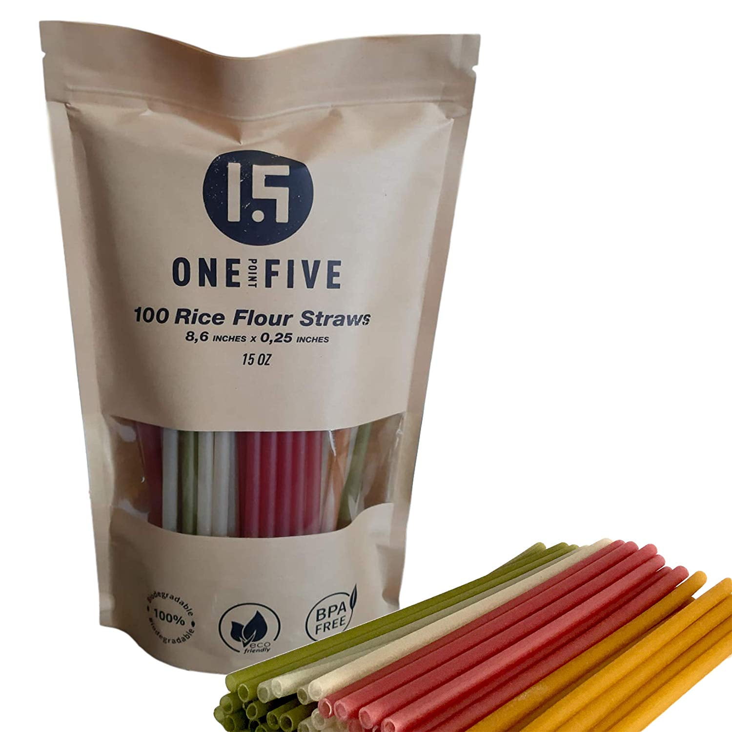 Compostable Straws, Rice Flour Domestically Biodegradable Straws, 100