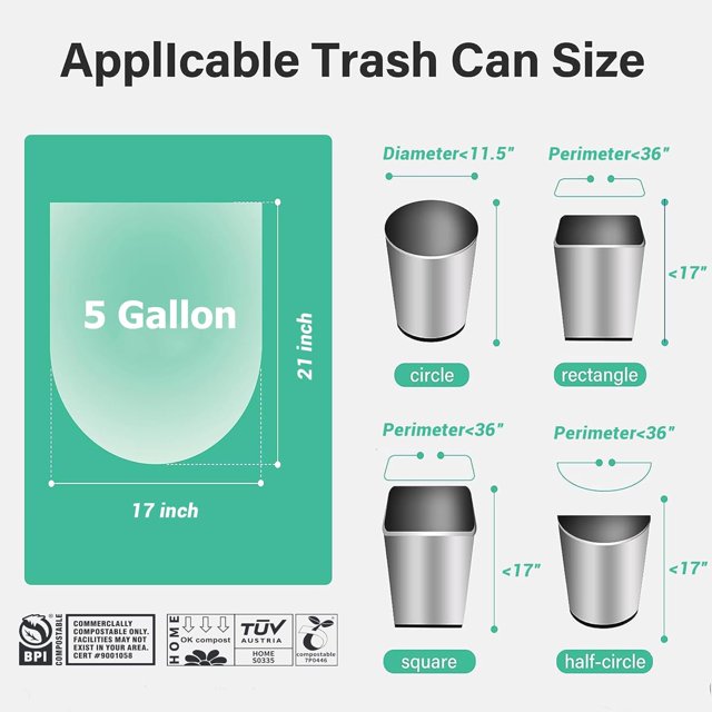 Compostable Trash Bags 5 Gallon Compost Small Trash Bags For Kitchen