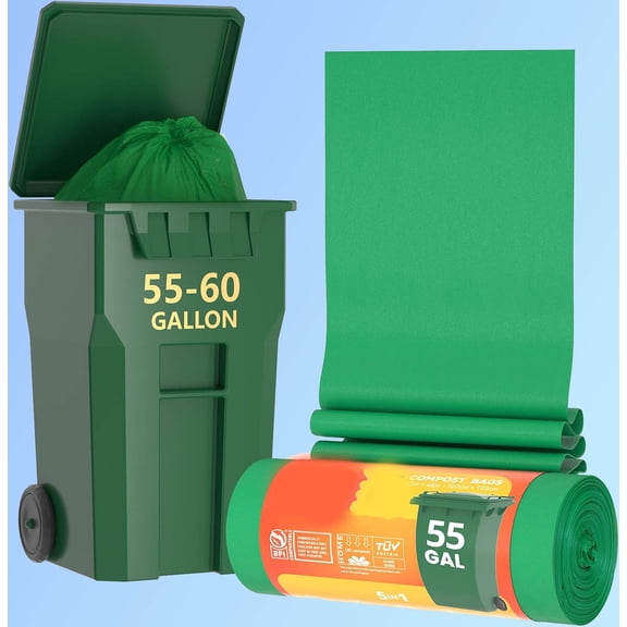 Compostable Trash Bags Liners, Heavy Duty Extra Thick, Lawn, Yard, and Restaurant Use