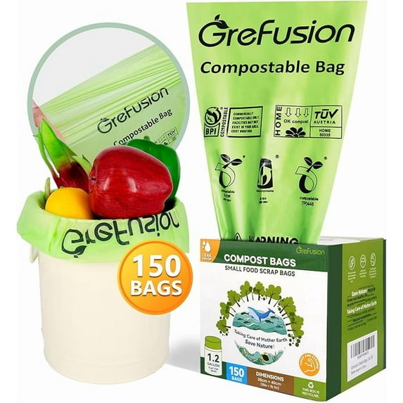 Compostable Trash Bags for Kitchen Compost Bin 1.2 Gallon,150 Count,Compost Bags Small for Food Scrap Waste Bags