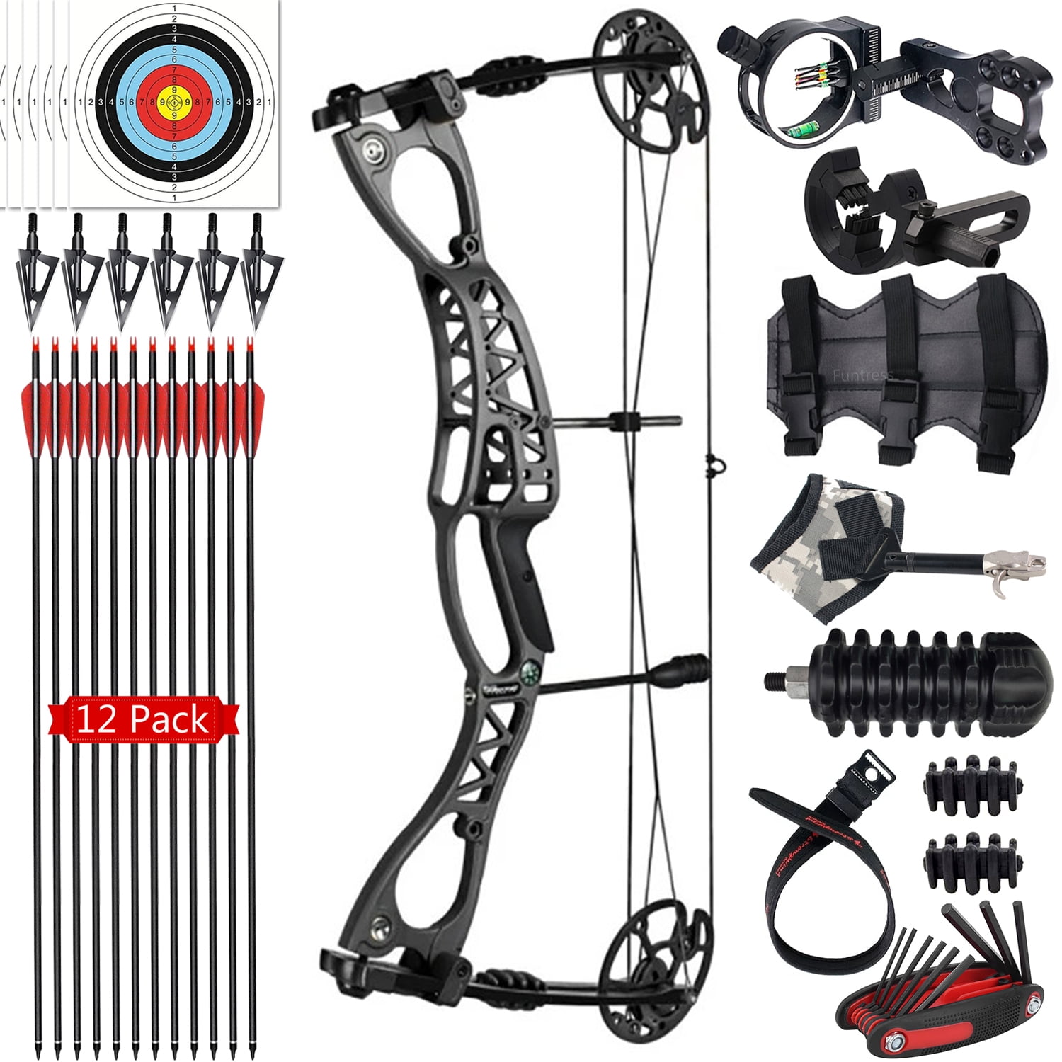 Compound Bow Adjustable 070 Lbs Axis Distance 30" Speed 320 Feet S Draw Length 1830" for