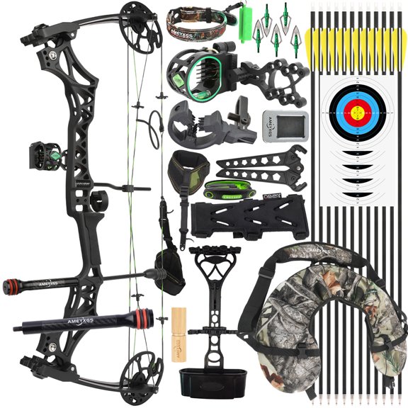Compound Bow Archery Set Magnesium Alloy Riser 30-70Lbs Adjustable Target Shooting Package