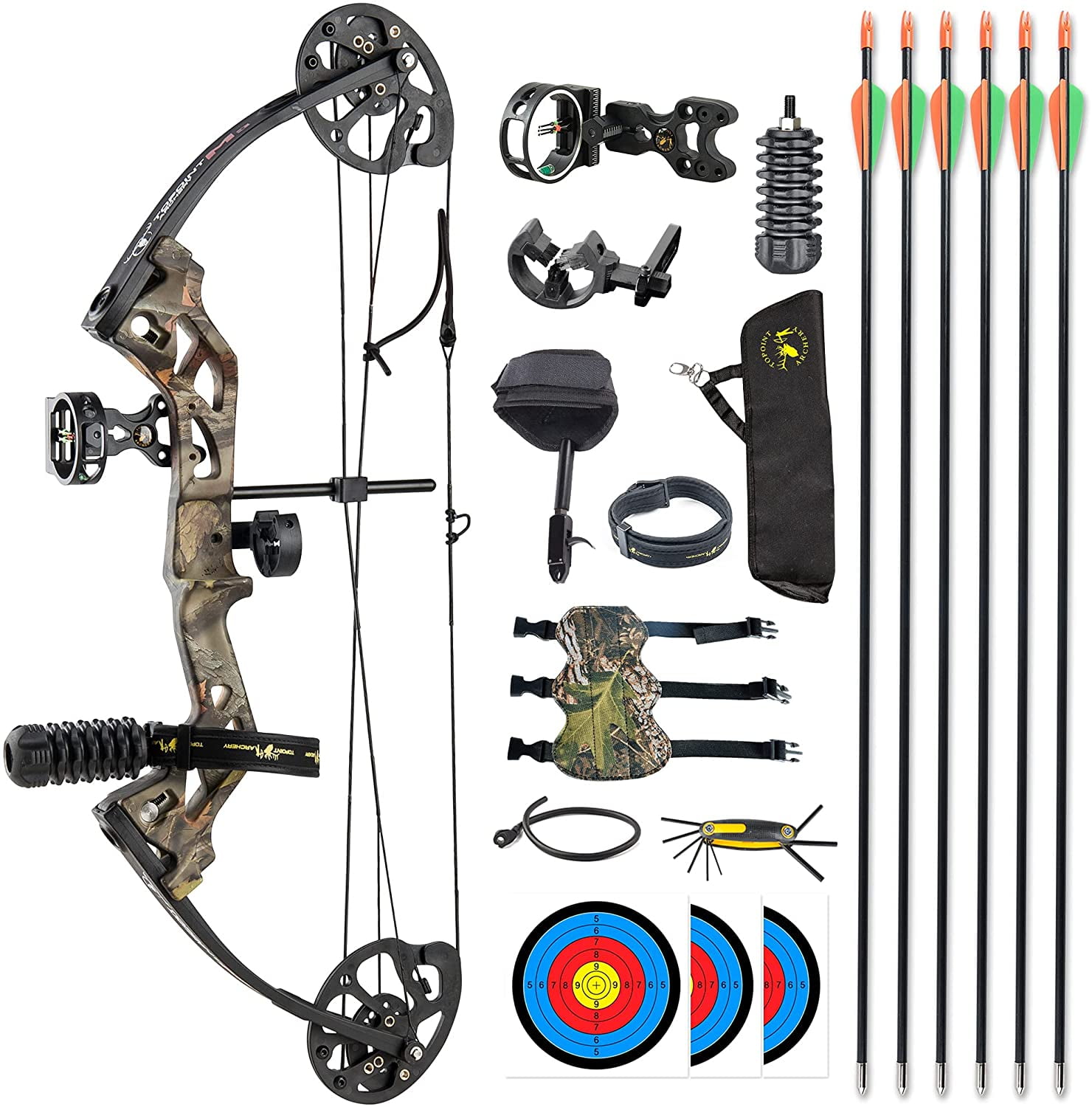 Compound Bow and Archery Sets, Archery Hunting Compound Bow Kit for Beginner, Adult & Kid Right Hand Archery Compound Bows17"-27" Draw Length, 10-30Lbs Draw Weight, 260fps IBO, Bow Only 2.54Lbs