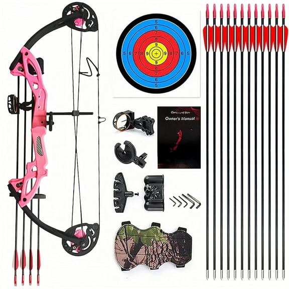 Compound Bow Archery kit for Youth & Beginner, Right Handed,19”-28” Draw Length,15-29 Lbs Draw Weight, 260 fps, Lightweight Design