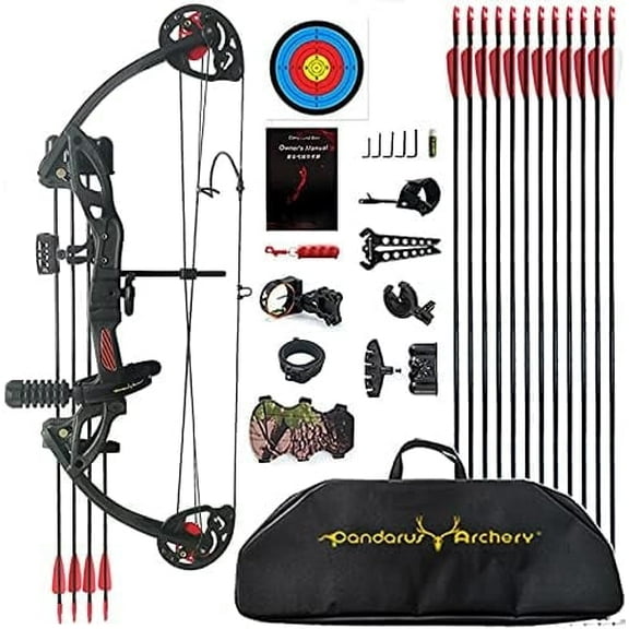 Compound Bow Archery kit for Youth & Beginner, Right Handed,19”-28” Draw Length,15-29 Lbs Draw Weight, 260 fps, Lightweight Design