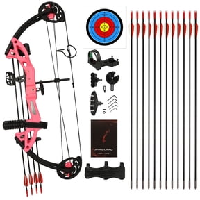 Compound Bow Archery kit for Youth & Beginner, Right Handed,19”-28” Draw Length,15-29 Lbs Draw Weight, 260 fps, Lightweight Design