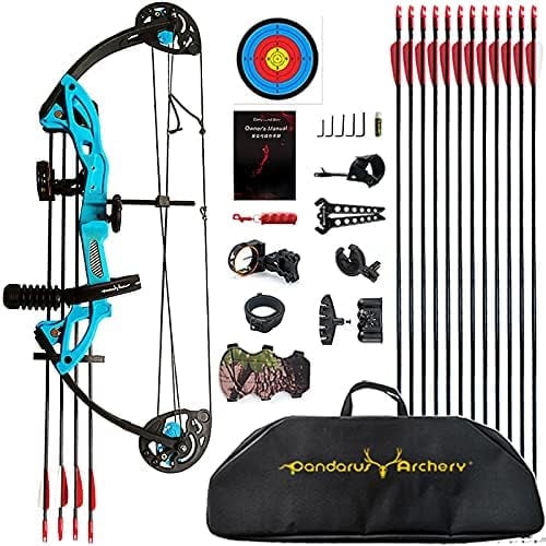 Compound Bow Archery kit for Youth & Beginner, Right Handed,19”-28” Draw Length,15-29 Lbs Draw Weight, 260 fps, Lightweight Design