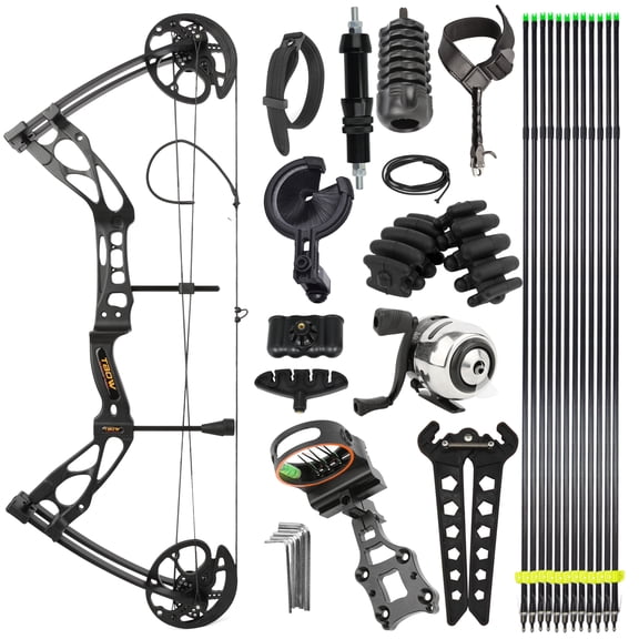 Compound Bow Fishing Kit Die Cast Aluminum Riser 0-70Lbs Adjustable Archery Bowfishing Package