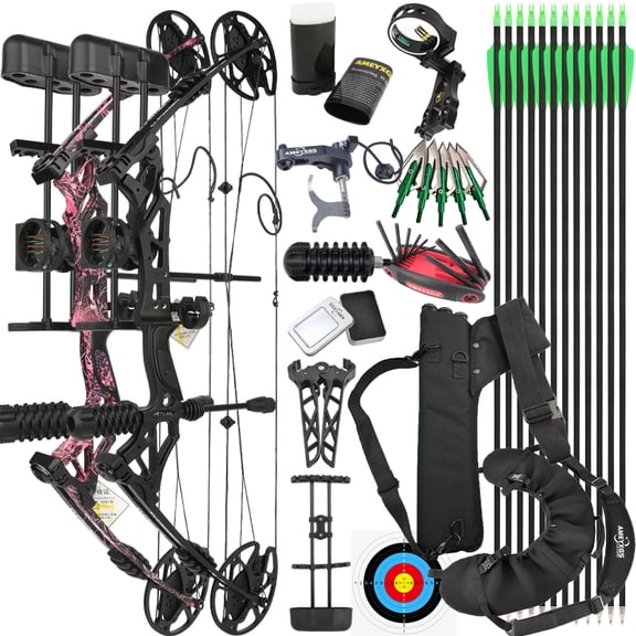 Compound Bow Kit 30-60lbs Adjustable, 320FPS, Full Accessory Set