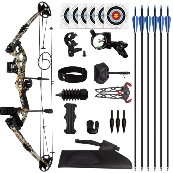 Compound Bow Kit Adjustable for Outdoor Use & Target Practice, 20-70lbs Archery Set with Carbon Arrows and Accessories