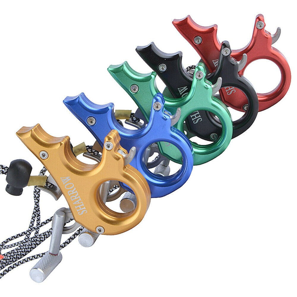 Compound Bow Release Aids 3 Finger Grip Thumb Trigger Caliper Archery Hunting Yellow