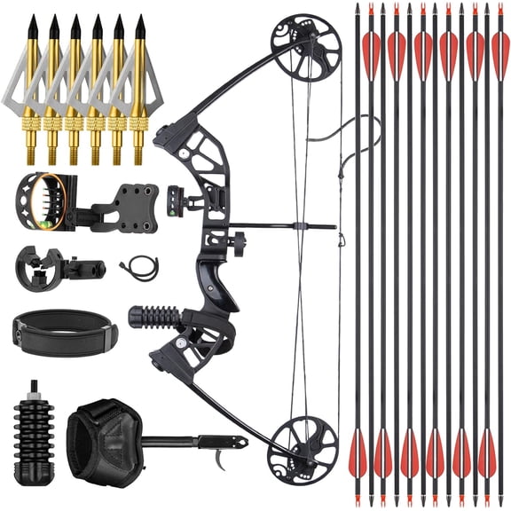 Compound Bow Set for Adults and Teens - Adjustable 20-70lbs Draw Weight, 19"-31" Draw Length, Right-Handed Archery Bow Kit for Hunting, Target Shooting, Outdoor Practice